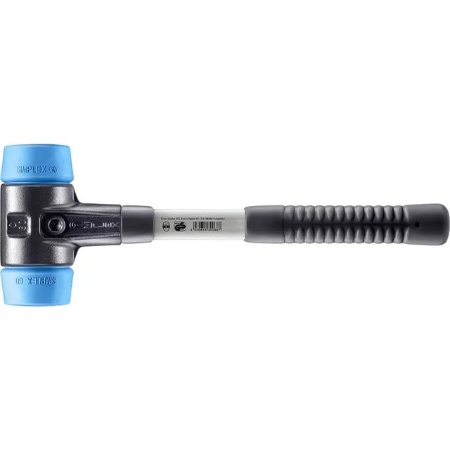 SIMPLEX Schonhammer Ø 60 mm TPE-soft blau mit verstärkem Tempergussgehäuse und Fiberglasstiel