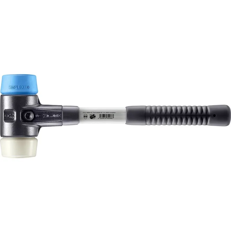 SIMPLEX Schonhammer Ø 60 mm TPE-soft blau / Nylon mit verstärktem Tempergussgehäuse und Fiberglasstiel van Halder – productafbeelding