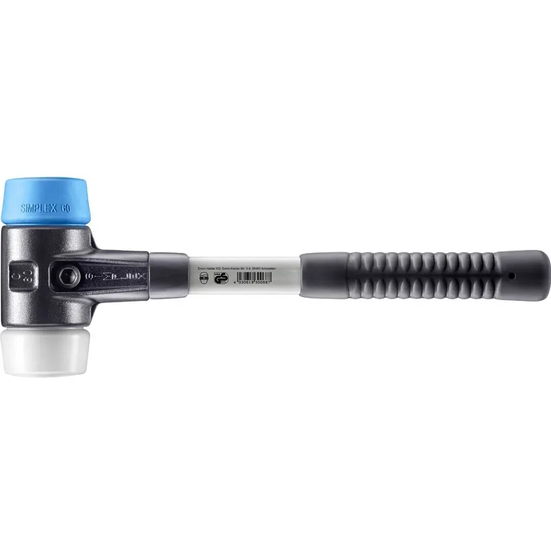 SIMPLEX Schonhammer Ø 60 mm TPE-soft blau / Superplastik mit verstärktem Tempergussgehäuse und Fiberglasstiel by Halder – product image