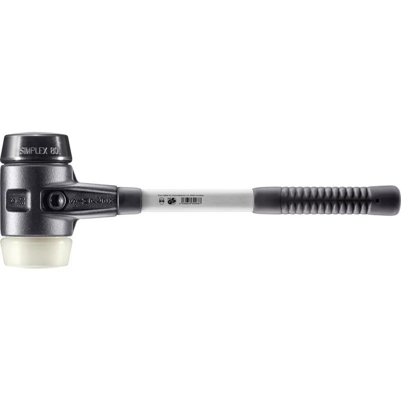 SIMPLEX Schonhammer Ø 80 mm Gummi / Nylon mit verstärkem Tempergussgehäuse und Fiberglasstiel by Halder – product image