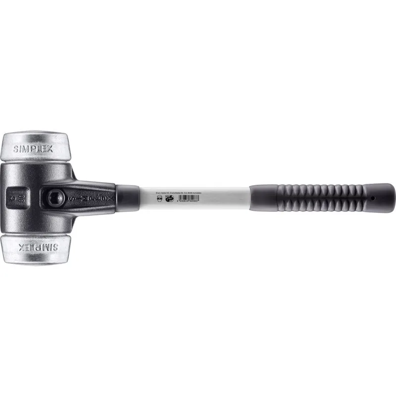 SIMPLEX Schonhammer Ø 80 mm Weichmetall mit verstärkem Tempergussgehäuse und Fiberglasstiel von Halder – Produktbild