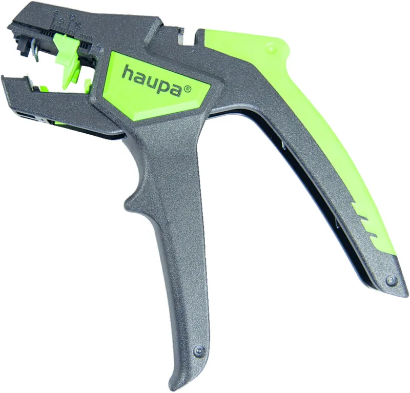 Automatische Striptang Super 4 Pro - Voor massieven en flexibele draden van 0,2 tot 6,0mm² - Instelbare lengteaanslag (6 - 15 mm) van Haupa, Zwart – productafbeelding