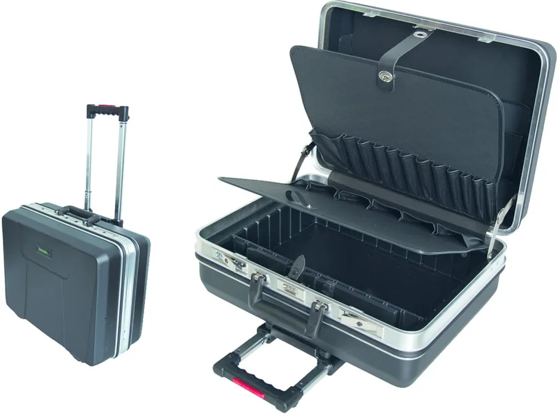 Gereedschapskoffer Trolley OmegaMax - 470 x 220 x 360 mm - 28 Opbergvakken - ABS - Stootlijst - Professionele kwaliteit - Trolleyfunctie de Haupa, Noir – image du produit
