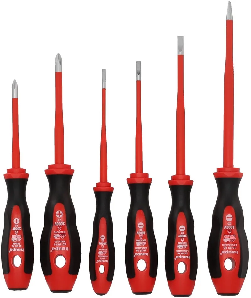 Hupslim - Schroevendraaier set - 6 delig - 2x kruisschroef & 4x sleufschroevendraaiers - Geïsoleerd 1000 V van Haupa, Rood – productafbeelding