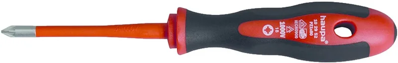 VDE geïsoleerde Kruiskopschroevendraaier HupSlim PZ 1 - Gereduceerde klingdiameter - geïntegreerde beschermisolatie - Molybdeen-vanadiumstaal - 2-componentenhandgreep von Haupa, Rot – Produktbild