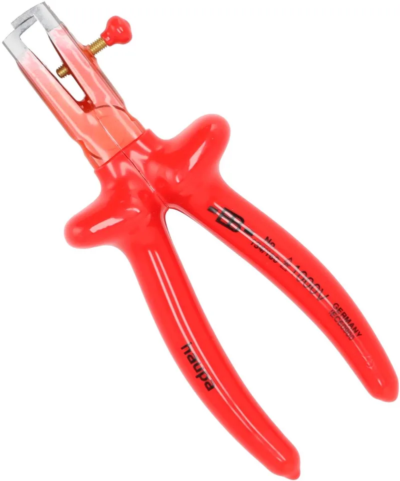 VDE geïsoleerde Striptang 160 mm - 1000V - Veilig strippen van elektriciteitsdraden en kabels - geïsoleerde bek - IEC 60900:2012 - 2-kleurige dompelisolatie de Haupa, Rouge – image du produit