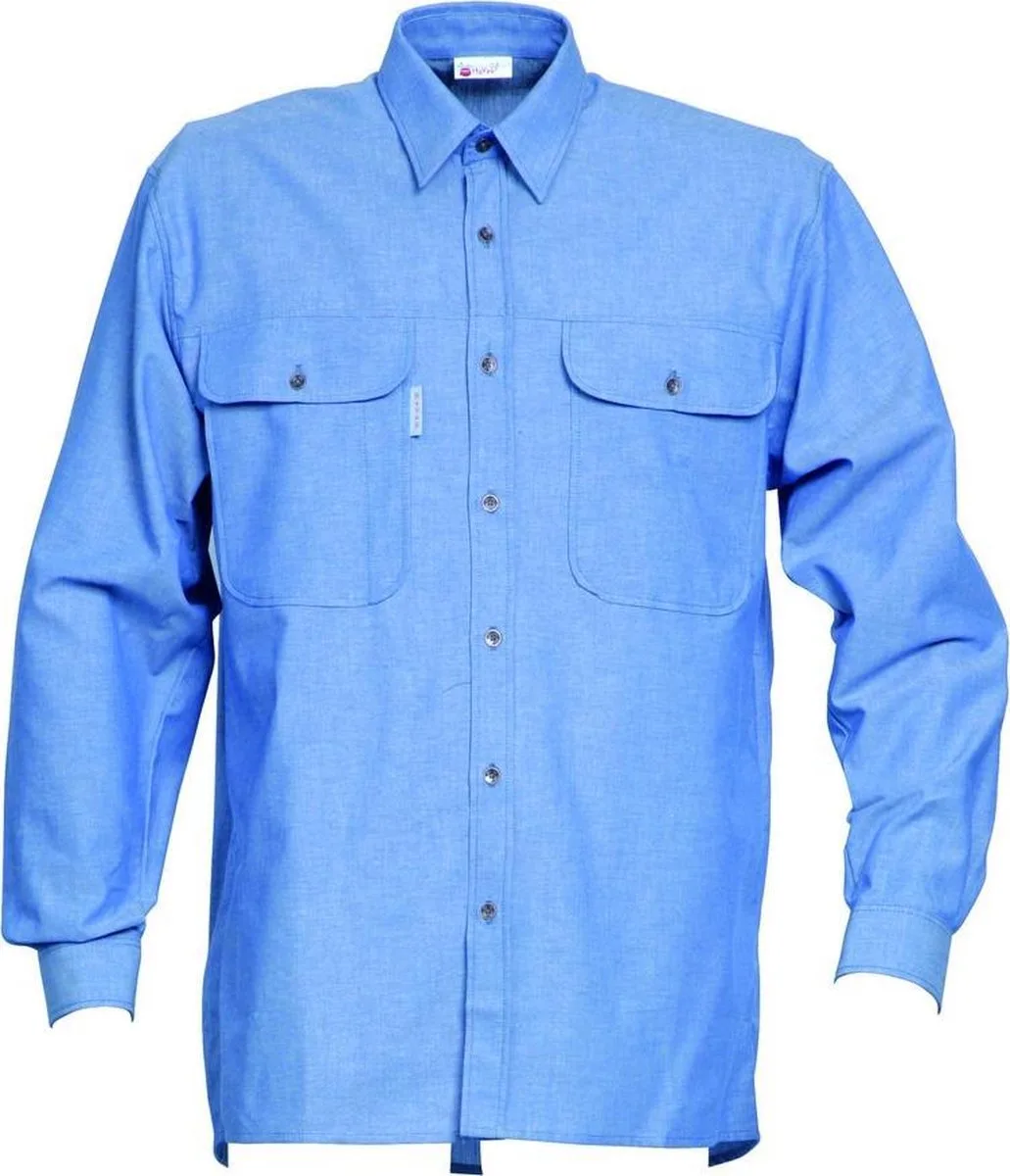 Hemd Chambray lange mouw 1624 - Chambray Blauw van HaVeP, Chambray Blauw, M – productafbeelding