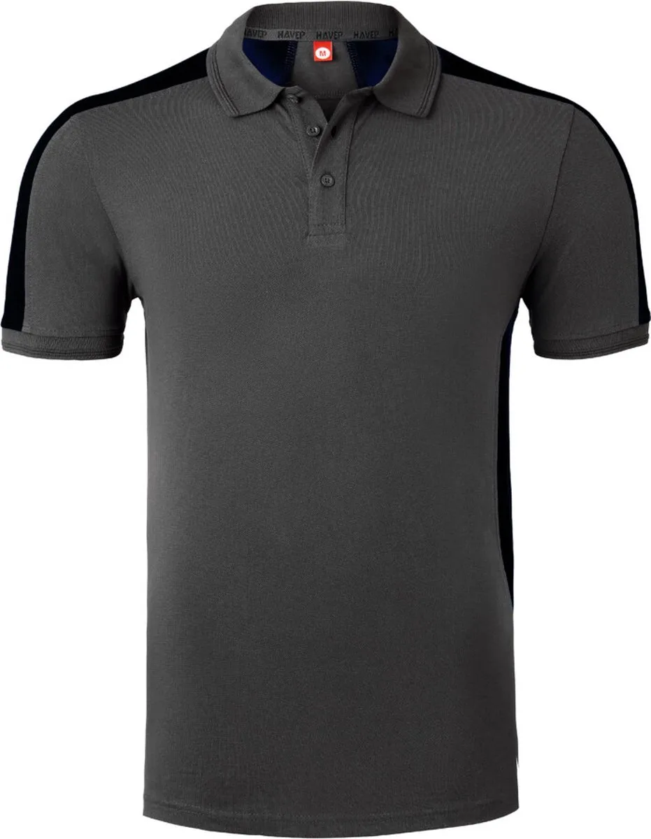 Polo Bicolor 10074 - Charcoal/Zwart de HaVeP, Charcoal, Noir, M – image du produit