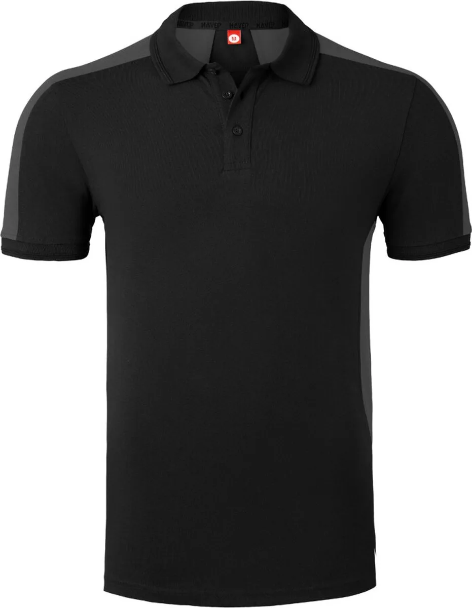 Polo Bicolor 10074 - Zwart/Charcoal de HaVeP, Noir, Charcoal, M – image du produit