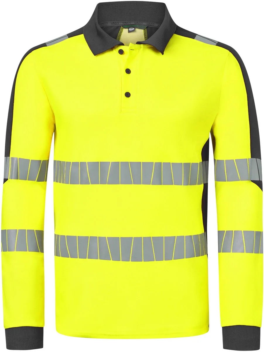 Polo High Visibility+ 10079 - Fluo Geel/Charcoal von HaVeP, Fluo Geel, Charcoal, M – Produktbild