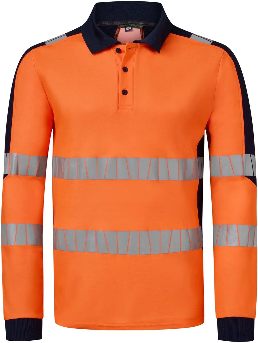 Polo High Visibility+ 10079 - Fluo Oranje/Marine von HaVeP, Fluo Oranje, Marine, L – Produktbild