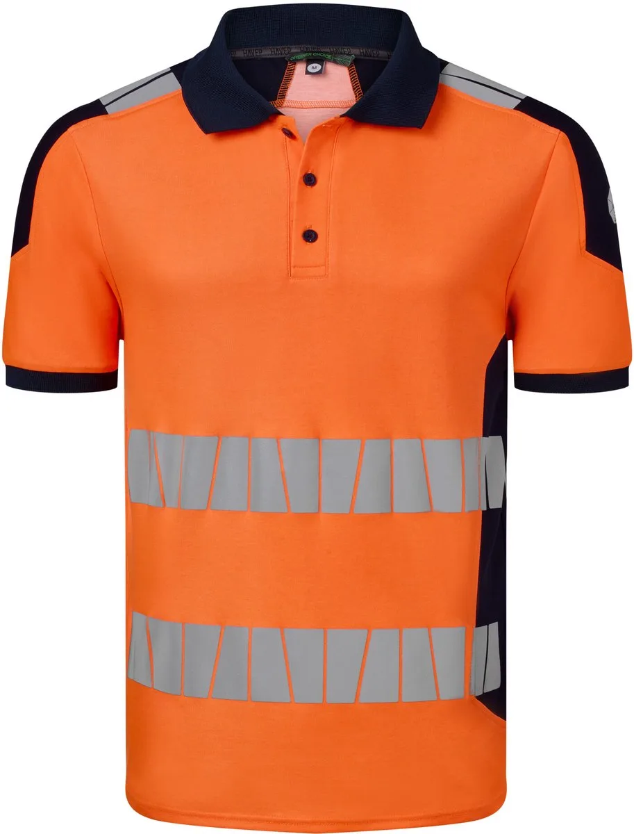 Polo High Visibility+ 10080 - Fluo Oranje/Marine by HaVeP, Fluo Oranje, Marine, L – product image