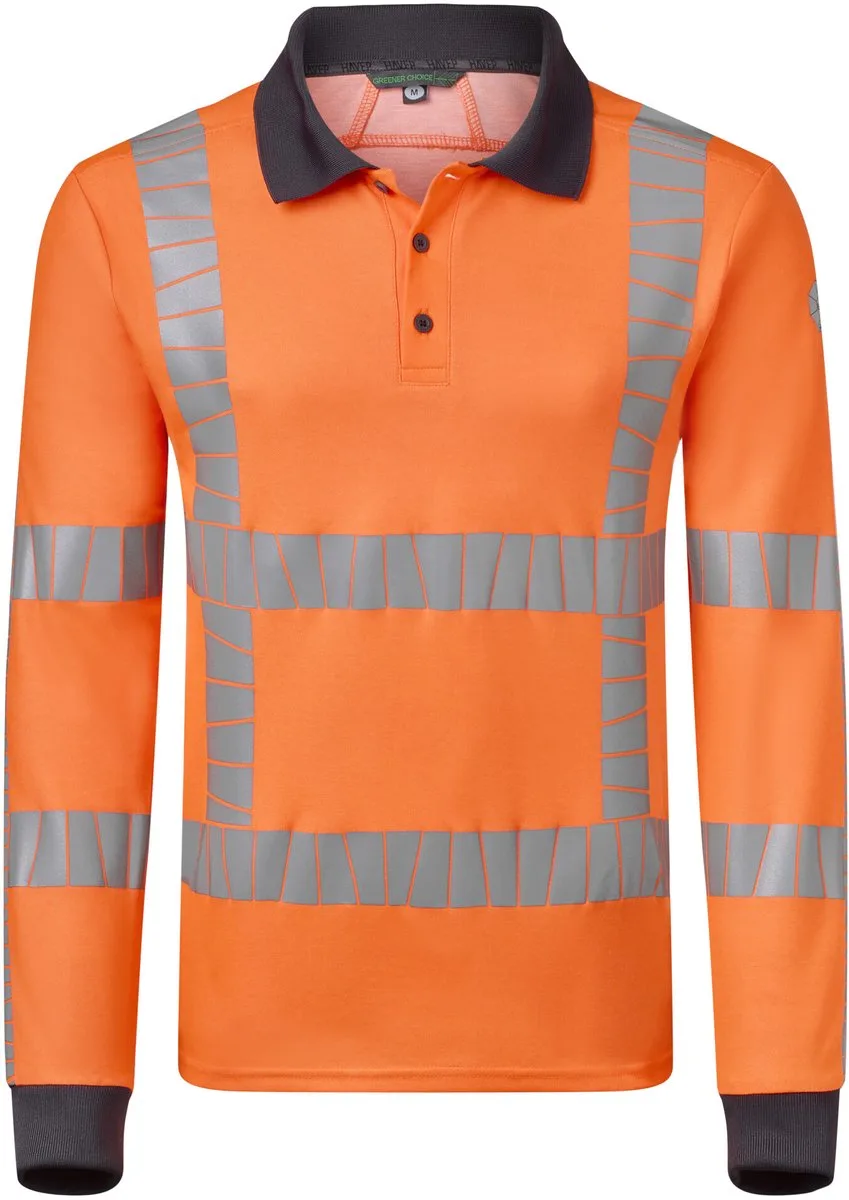 Polo met Lange mouwen RWS+ 10083 - Fluo Oranje/Charcoal de HaVeP, Fluo Oranje, Charcoal, L – image du produit