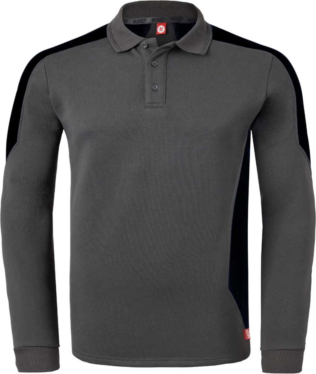 Polosweater Bicolor 10075 - Charcoal/Zwart de HaVeP, Charcoal, Noir, M – image du produit