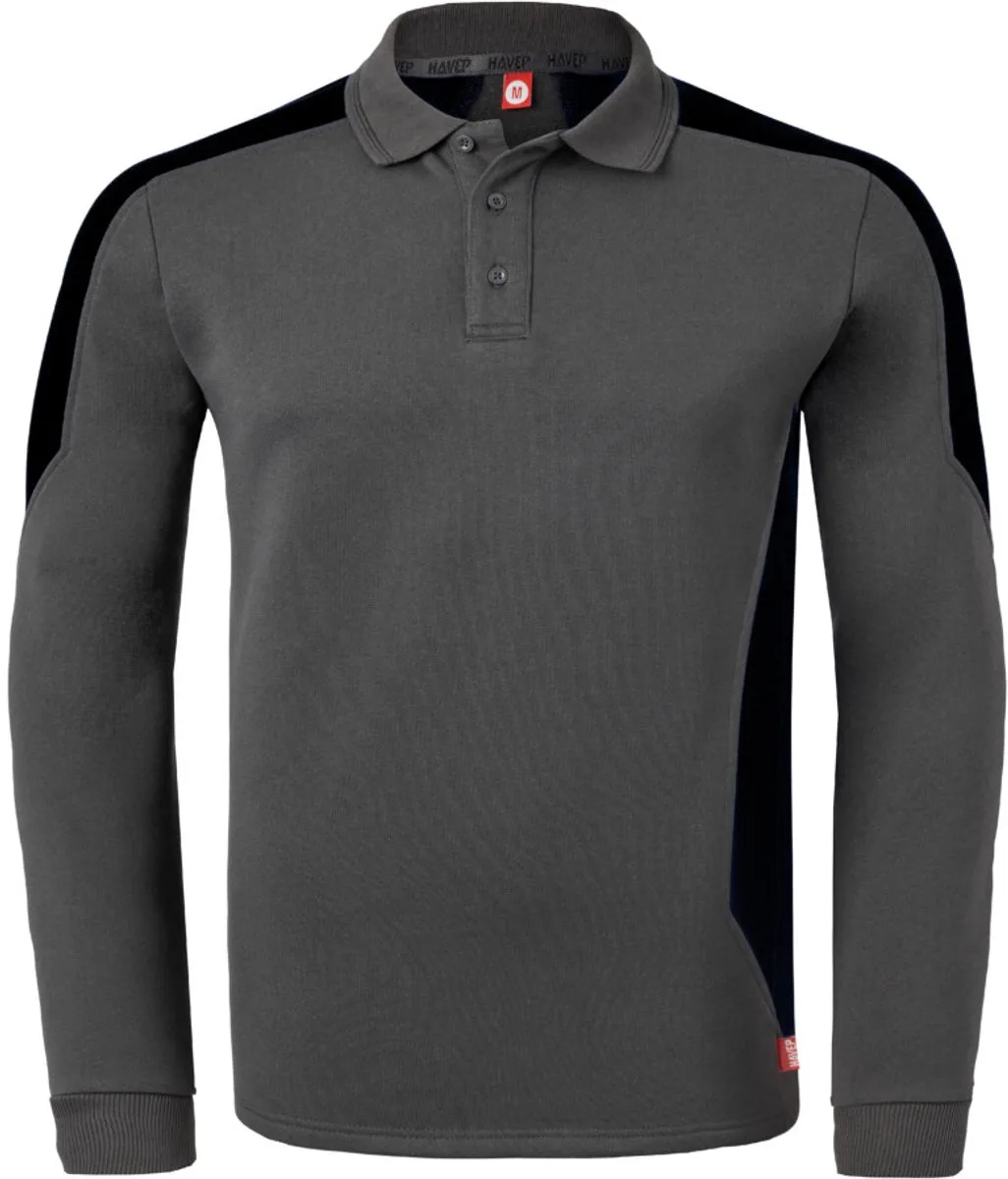Polosweater Bicolor 10075 - Charcoal/Zwart de HaVeP, Charcoal, Noir, S – image du produit