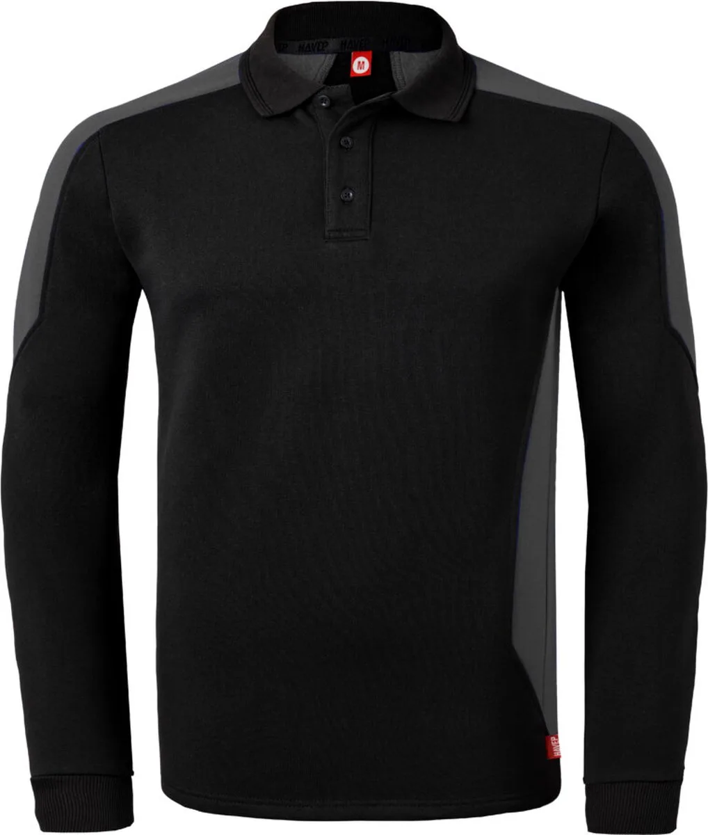 Polosweater Bicolor 10075 - Zwart/Charcoal van HaVeP, Zwart, Charcoal, XL – productafbeelding