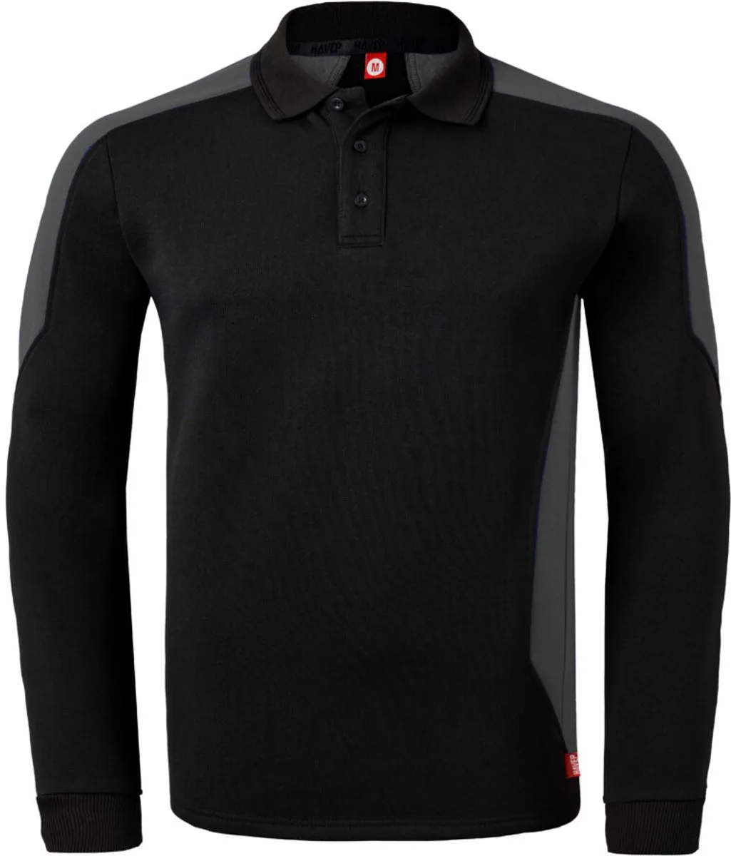 Polosweater Bicolor 10075 - Zwart/Charcoal by HaVeP, Black, Charcoal, XXL – product image