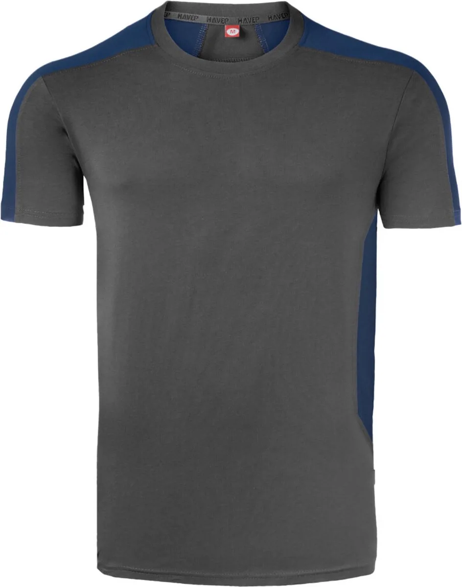 T-shirt Bicolor 10072 - Charcoal/Indigo Blauw de HaVeP, Charcoal, Indigo Blauw, M – image du produit