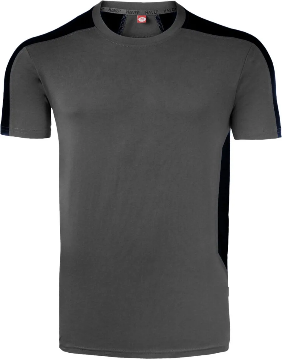 T-shirt Bicolor 10072 - Charcoal/Zwart de HaVeP, Charcoal, Noir, XXL – image du produit