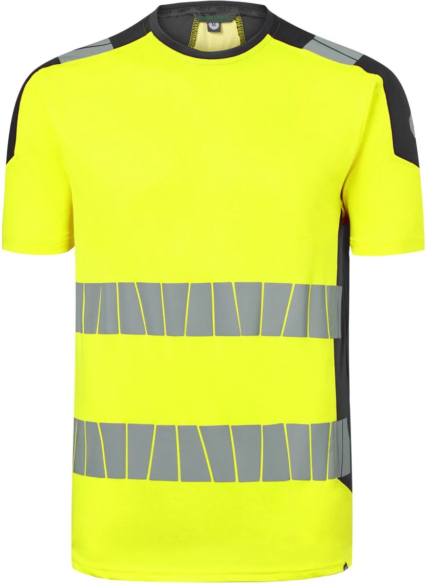 T-Shirt High Visibility+ 10078 - Fluo Geel/Charcoal van HaVeP, Fluo Geel, Charcoal, M – productafbeelding
