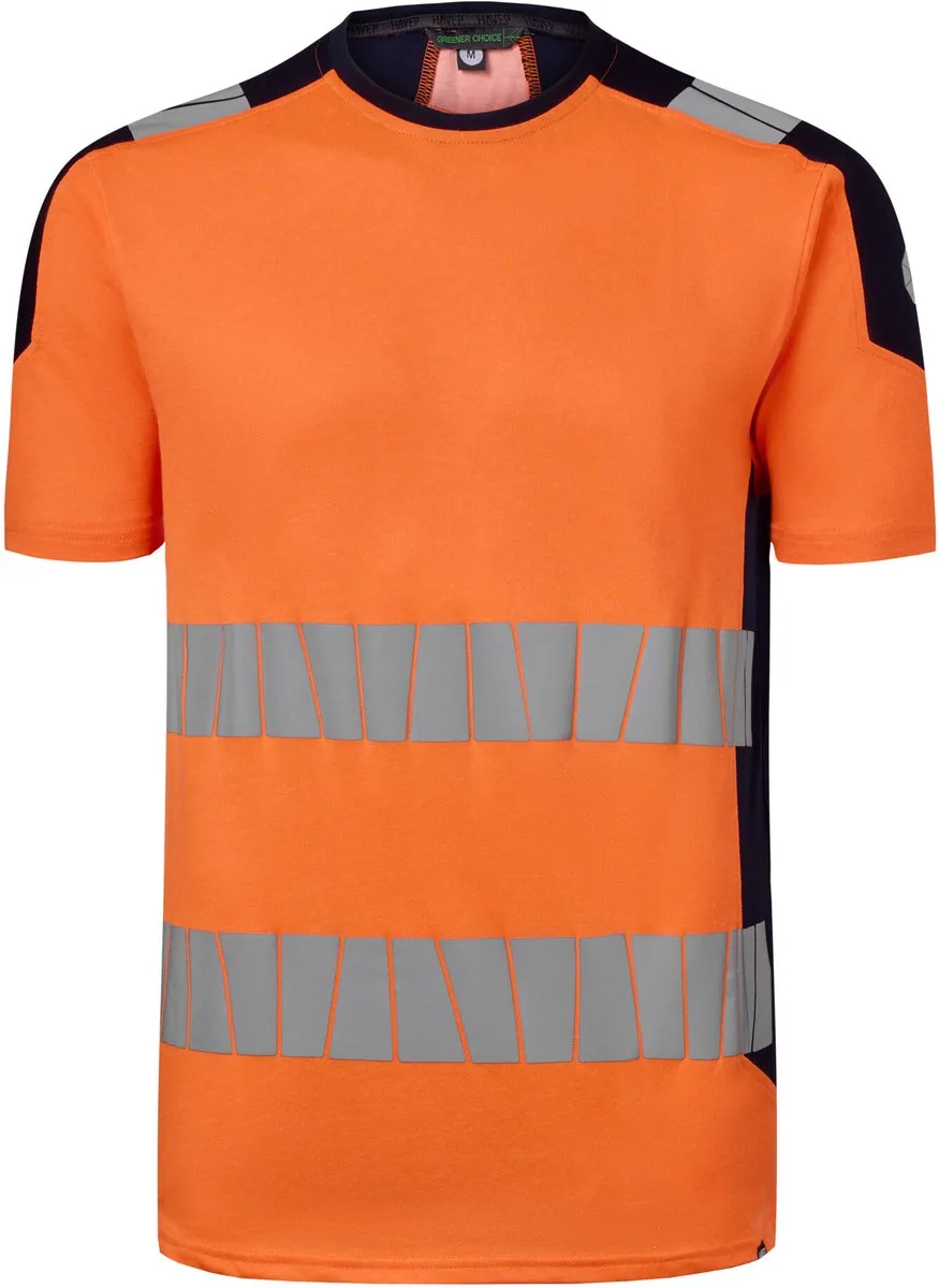 T-Shirt High Visibility+ 10078 - Fluo Oranje/Marine van HaVeP, Fluo Oranje, Marine, S – productafbeelding