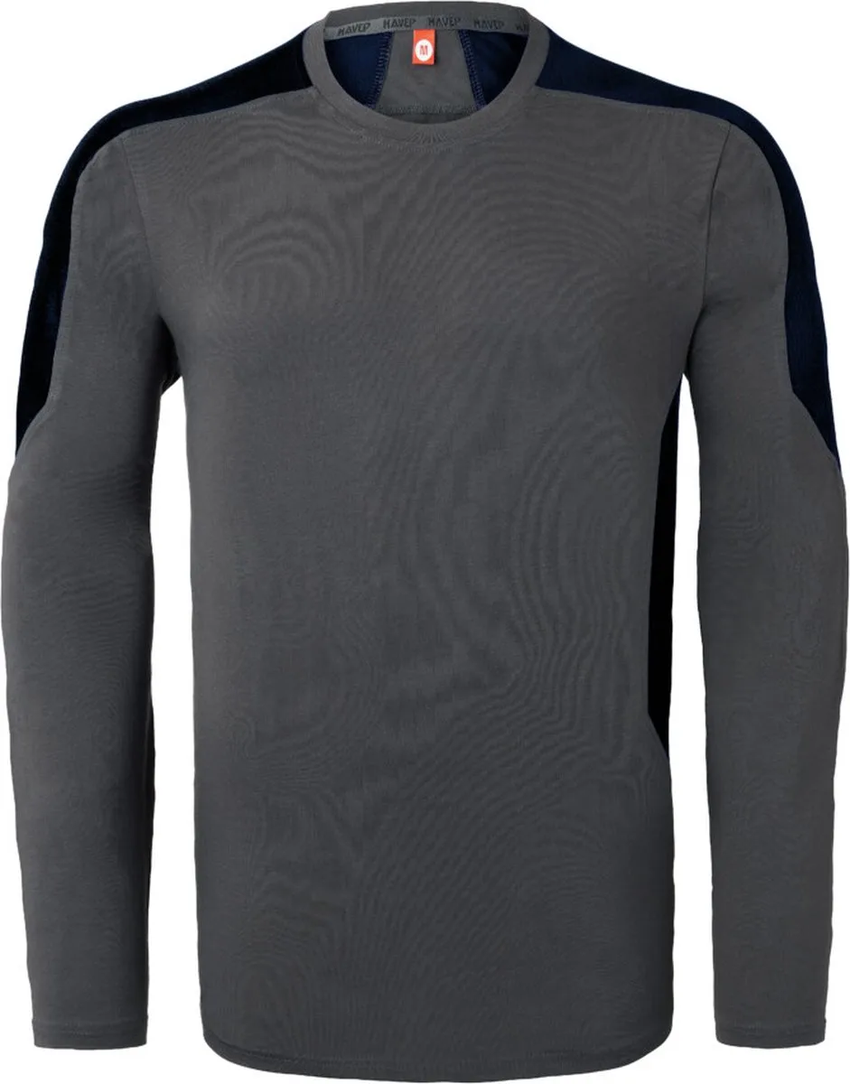 T-shirt lange mouw Bicolor 10073 - Charcoal/Zwart de HaVeP, Charcoal, Noir, XL – image du produit