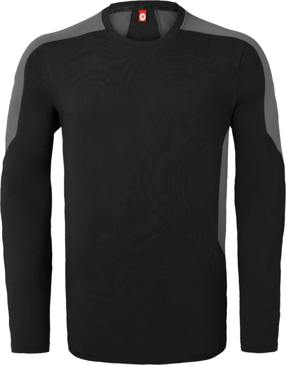 T-shirt lange mouw Bicolor 10073 - Zwart/Charcoal de HaVeP, Noir, Charcoal, L – image du produit
