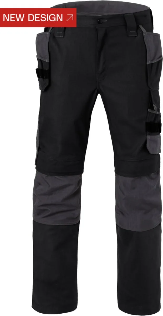 Werkbroek kniezakken + gereedschapszakken Attitude 80230 - Zwart/Charcoal van HaVeP, Zwart, Charcoal, 56 – productafbeelding