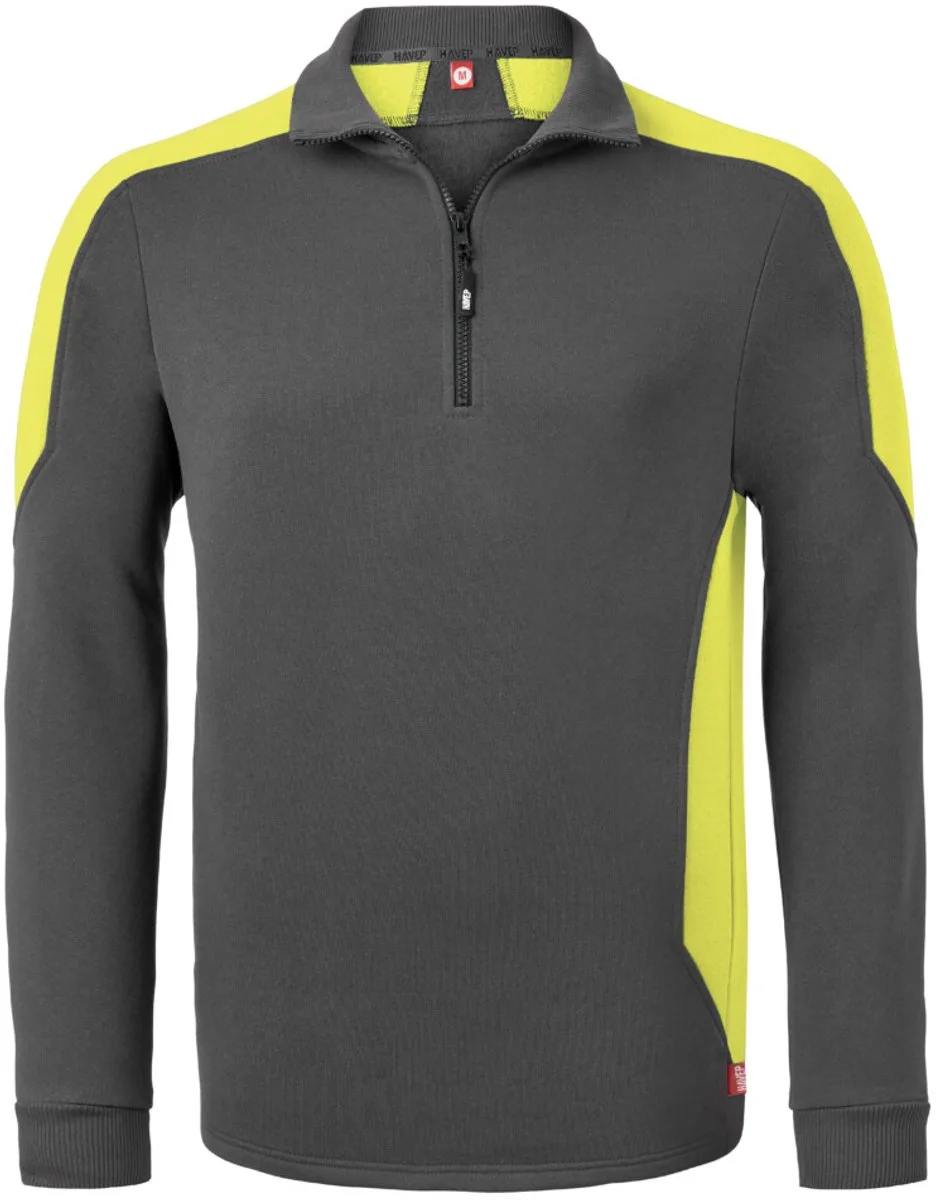 Zipsweater Bicolor 10076 - Charcoal/Fluo Geel de HaVeP, Charcoal, Fluo Geel, XL – image du produit