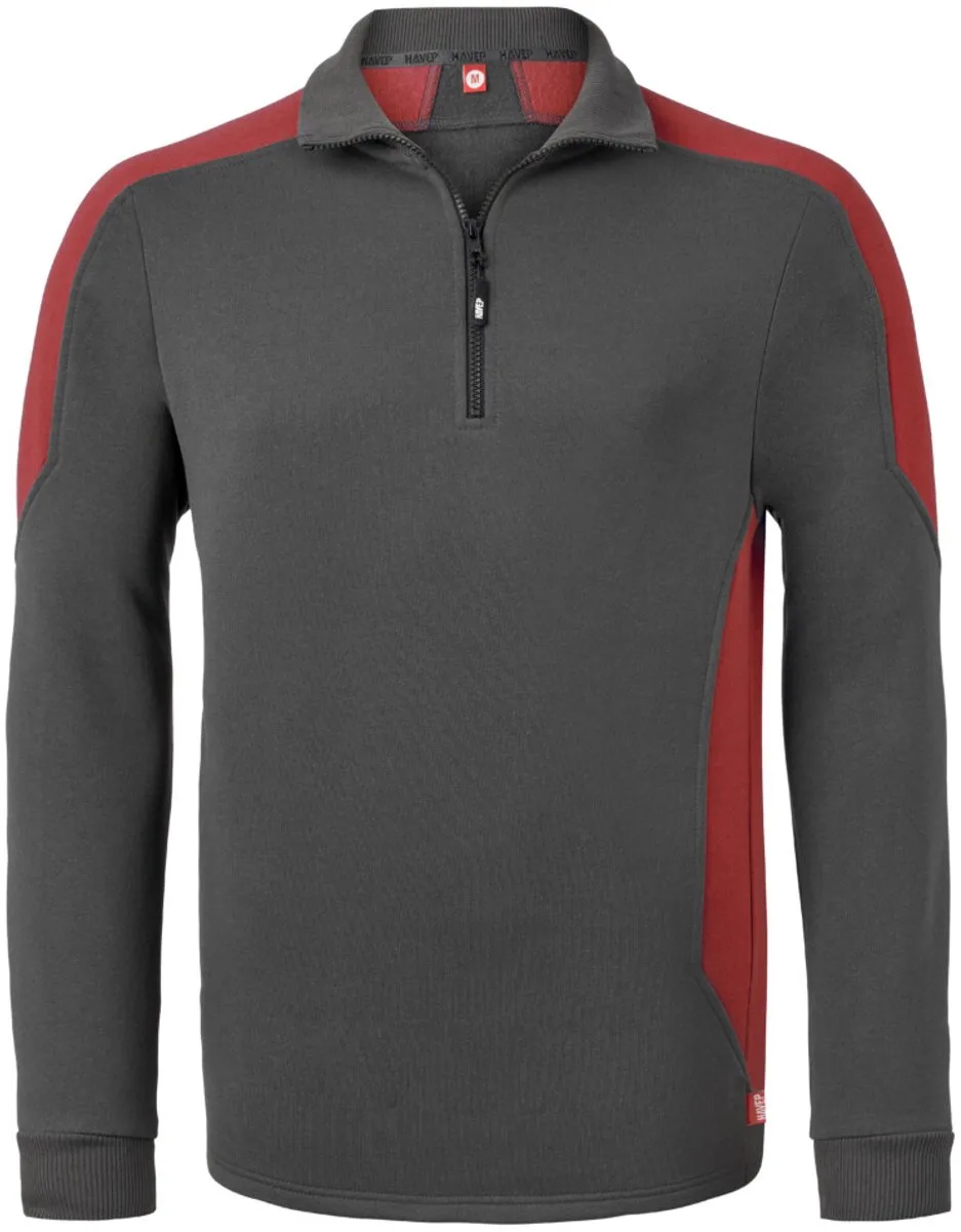 Zipsweater Bicolor 10076 - Charcoal/Rood by HaVeP, Charcoal, Red, XXL – product image