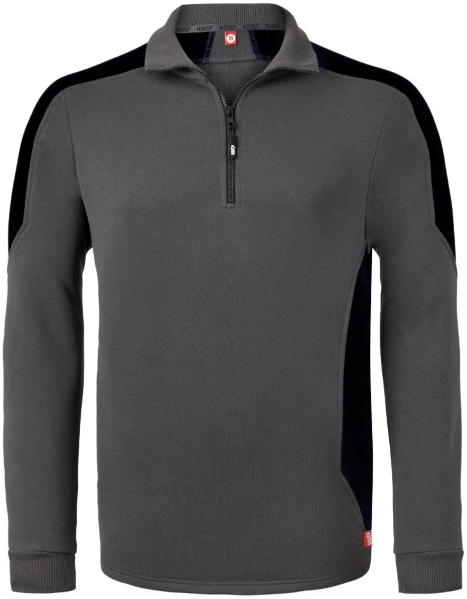 Zipsweater Bicolor 10076 - Charcoal/Zwart van HaVeP, Charcoal, Zwart, L – productafbeelding