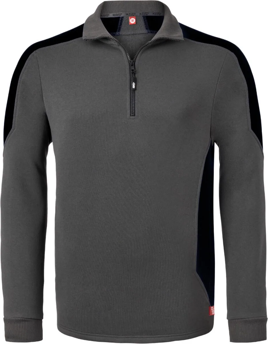Zipsweater Bicolor 10076 - Charcoal/Zwart by HaVeP, Charcoal, Black, M – product image