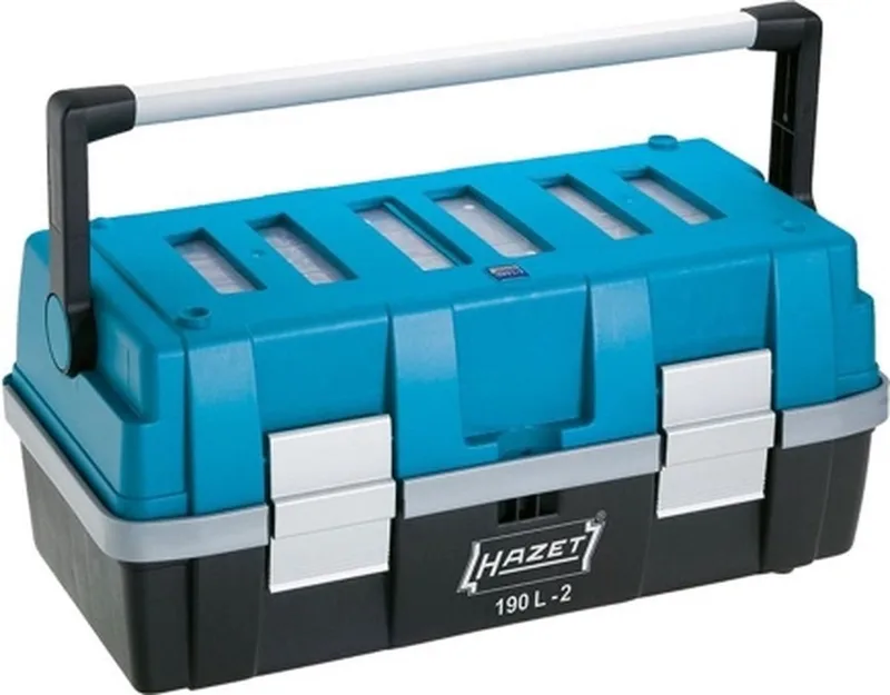 190L-3 Gereedschapskist (leeg) Kunststof Zwart, Blauw, Zilver van Hazet – productafbeelding