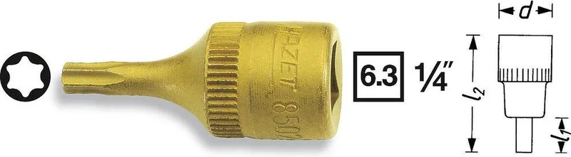 8502-T20 Torx Dopsleutel-Bitinzet T 20 1/4 (6.3 Mm) by Hazet, Kleurloos – product image