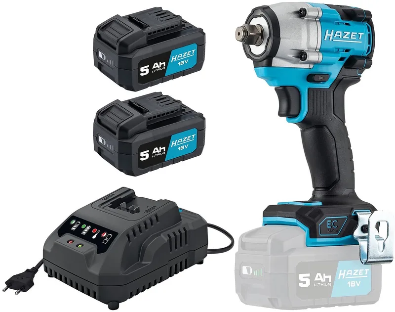 Accu slagmoersleutel, 9512-600/4 18V 5Ah 12,5mm (1/2Zoll) 4-kt.406... van Hazet, Zwart – productafbeelding