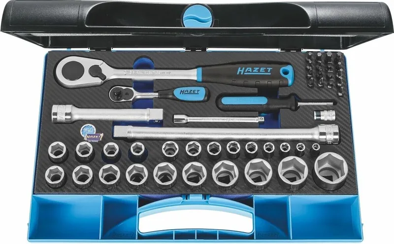 Dopsleutelset - fijngetande omschakelbare ratel vierkant 6,3 mm (1/4'') / vierkant 12,5 mm (1/2'') - 48 stuks van Hazet – productafbeelding