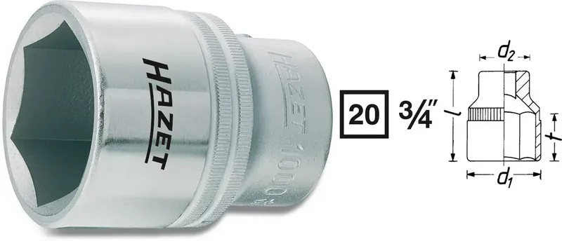 Hazet 1000 1000-36 Außen-Sechskant Steckschlüsseleinsatz 36 mm 3/4 (20 mm) de Hazet – image du produit