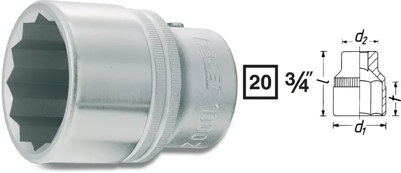 Hazet 1000AZ-1 1000AZ-1 Außen-Doppelsechskant Steckschlüsseleinsatz 20 mm 1 3/4 (20 mm) von Hazet – Produktbild