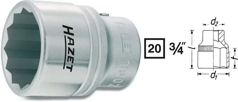 Hazet 1000Z-36 1000Z-36 Außen-Sechskant Steckschlüsseleinsatz 36 mm 3/4 (20 mm) de Hazet – image du produit