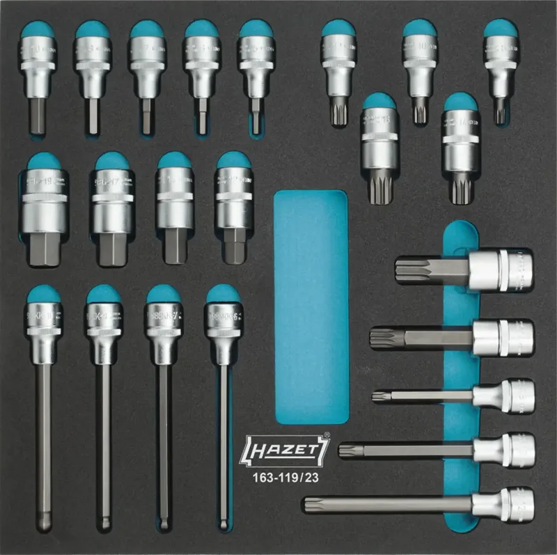 Hazet 163-119/23 Steckschlüssel-Bit-Einsatz-Set 1/2 (12.5 mm) 23teilig 163-119/23 von Hazet – Produktbild