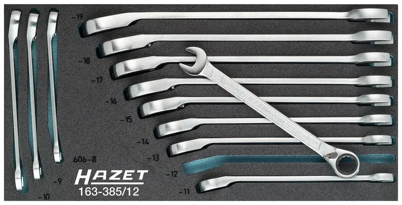 Hazet 163-385/12 163-385/12 Knarren-Ring-Maulschlüssel-Satz 12teilig Schlüsselweite (Metrisch) 8 - 19 mm von Hazet – Produktbild