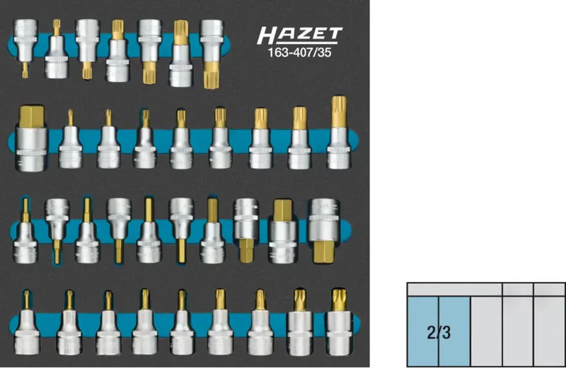 Jeu de douilles-embouts 35 pièces Hazet 163-407/35 Propulseur: 1/2 (12.5 mm) 1 pc(s) de Hazet – image du produit