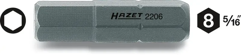 Hazet 2206-8 2206-8 Sechskant-Bit Antrieb: 5/16 (8 mm) Abtrieb: Innen-Sechskant 8 mm 30 mm von Hazet – Produktbild