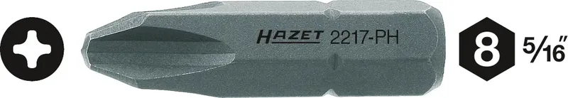 Hazet 2217-PH2 2217-PH2 Kreuzschlitz-Bit Antrieb: 5/16 (8 mm) Abtrieb: Kreuzschlitz Phillips PH 2 32 mm de Hazet – image du produit