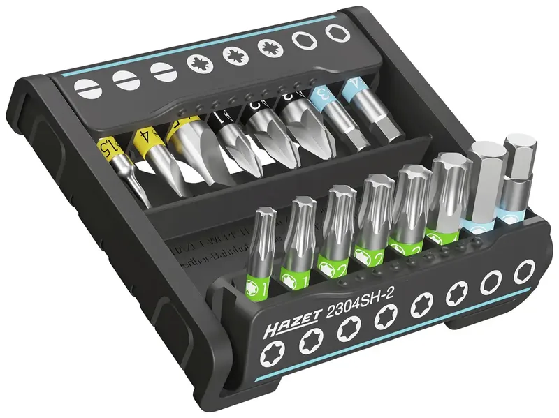Hazet 2304SH-2 Bit-Set 16teilig Schlitz, Innen T-Profil, Kreuzschlitz Pozidriv inkl. Bithalter von Hazet – Produktbild