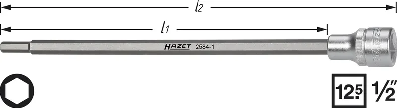 Hazet 2584-1 2584-1 Innen-Sechskant Saugrohr-Steckschlüsseleinsatz 6 mm 1/2 (12.5 mm) von Hazet – Produktbild