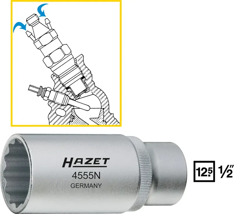 Hazet 4555N 4555N Außen-Sechskant Steckschlüsseleinsatz 27 mm 1/2 27 mm 1/2 (12.5 mm) fra Hazet – produktbillede
