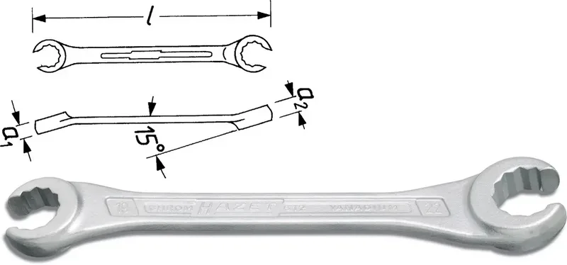 Hazet 612-19X22 612 Offener Doppelringschlüssel Schlüsselweite (Metrisch) 19 - 22 mm von Hazet – Produktbild