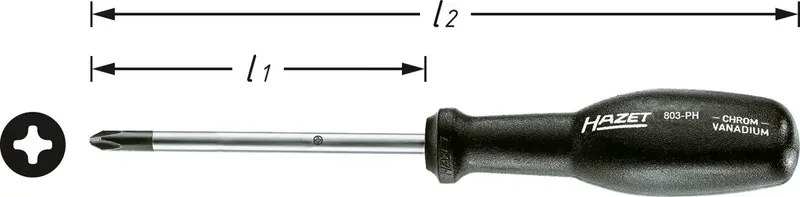Hazet 803-PH4 803-PH4 pour latelier Tournevis cruciforme PH 4 Longueur de la lame: 200 mm DIN ISO 8764-2, DIN ISO 8764-2 de Hazet – image du produit