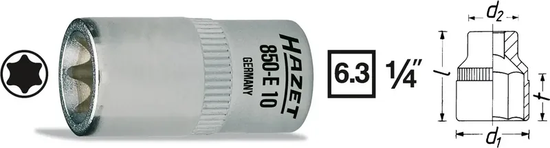Hazet 850-E4 850-E4 Außen-TORX Steckschlüsseleinsatz 3.86 mm 1/4 T 4 1/4 (6.3 mm) de Hazet – image du produit